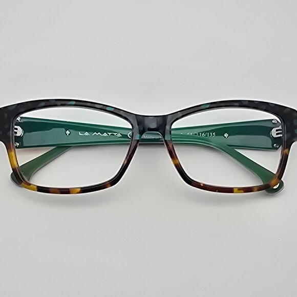 La Matta LM3144 Col. 3 Green Tortoise Eyeglasses Frame w/ Case Italy 53-16-135 - Picture 11 of 16